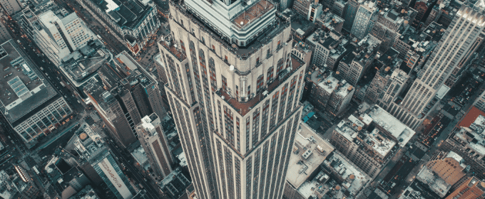 Aerial Overhead View of Empire State Building at in Manhattan, New York City